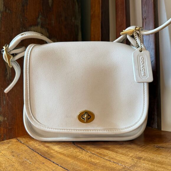 Vintage 1997 Coach Small Legacy Flap Bone Leather Crossbody - Picture 1 of 11